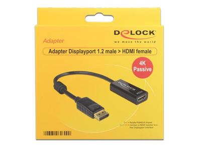 Delock 62609 DisplayPort-kabel DisplayPort / HDMI Adapterkabel DisplayPort-stekker, HDMI-A-bus 0.20 m Zwart Vergulde steekcontacten Delock 62609 DisplayPort-kabel DisplayPort / HDMI Adapterkabel DisplayPort-stekker, HDMI-A-bus 0.20 m Zwart Vergulde steekcontacten