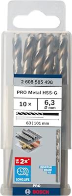Bosch Accessories 2608585498 HSS Metaal-spiraalboor 6.3 mm Gezamenlijke lengte 101 mm Geslepen DIN 338 Cilinderschacht 10 stuk(s)