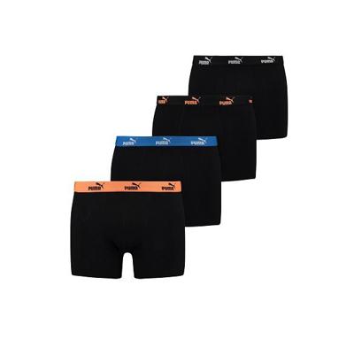 Puma Promo Solid Boxershort 4-Pack Zwart Combi - Maat L - Kleur: ZwartBlauwOranje | Soccerfanshop
