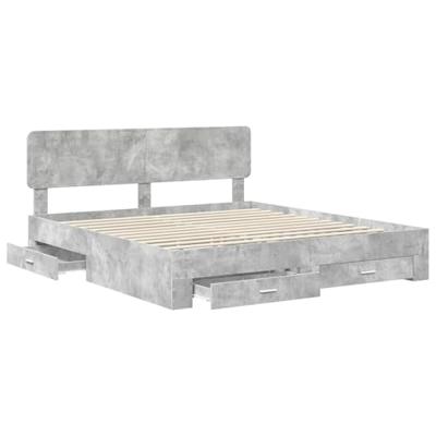 Bedframe met hoofdeinde Beton Grijs 180 x 200 cm Bewerkt hout