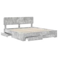 Bedframe met hoofdeinde Beton Grijs 180 x 200 cm Bewerkt hout - thumbnail