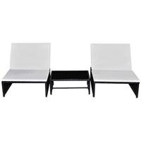 Ligbedden 2 st met tafel poly rattan zwart - thumbnail