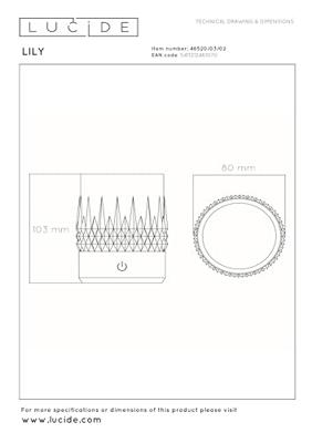 Lucide LILY - Oplaadbare Tafellamp - Accu/Batterij - Ø 8 cm - LED 3 StepDim - 1x3W 2700K/3000K - Mat Goud / Messing - Set van 3