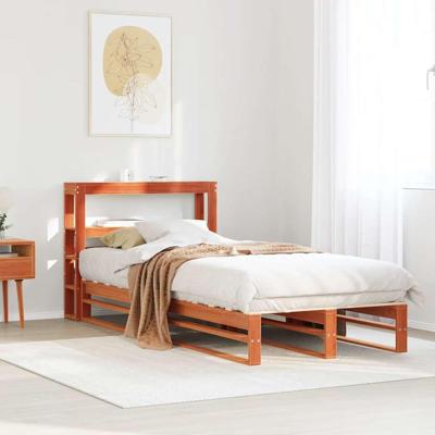 Bedframe zonder matras massief grenenhout wasbruin 75x190 cm