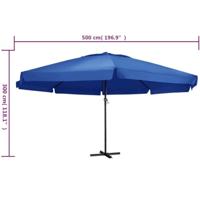 VidaXL Parasol met aluminium paal 500 cm azuurblauw - thumbnail