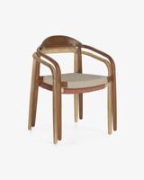 Kave Home Tuin / Eetkamerstoel 'Nina' kleur Beige walnoot - thumbnail