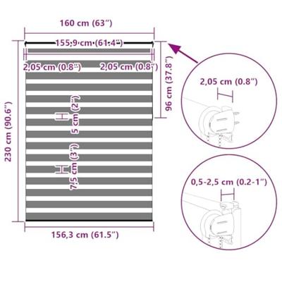 VidaXL Zebra rolgordijn 160x230 cm stofbreedte 155,9cm polyester wit