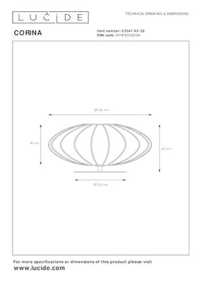 Lucide CORINA - Tafellamp - Ø 40 cm - 1xE27 - Beige