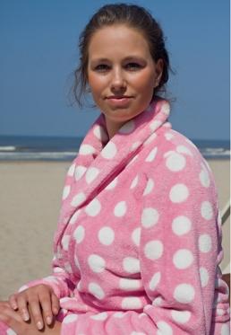 Pink dottie / Dames badjas - L/XL