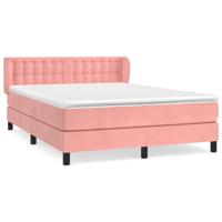 Boxspring met matras fluweel roze 140x190 cm - thumbnail