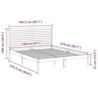 Bedframe extra lang zonder matras massief hout 160x210 cm - thumbnail