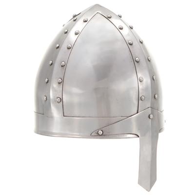 Ridderhelm middeleeuws replica LARP staal zilverkleurig