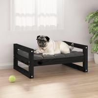 VidaXL Hondenmand 65,5x50,5x28 cm massief grenenhout zwart - thumbnail