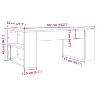 Salontafel 102x55x42 cm bewerkt hout oud houtkleurig - thumbnail