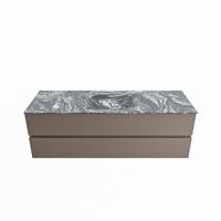 MONDIAZ VICA-DLUX 150cm badmeubel onderkast Smoke 2 lades. Inbouw wastafel CLOUD midden 1 kraangat, kleur Lava. - thumbnail