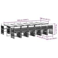 13-delige Tuinset met kussens poly rattan grijs - thumbnail