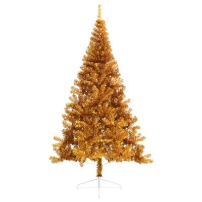 VidaXL Kunstkerstboom half met standaard 240 cm pet goudkleurig VidaXL Kunstkerstboom half met standaard 240 cm pet goudkleurig