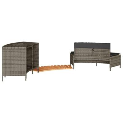 Hottub-ombouw poly rattan massief acaciahout grijs
