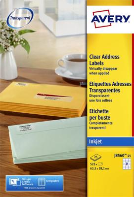 Etiket avery j8560-25 63.5x38.1mm tr 525st | 5 stuks