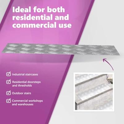 VidaXL Trap tread rechthoekig 4 pcs zilver 60 x 20 cm aluminium