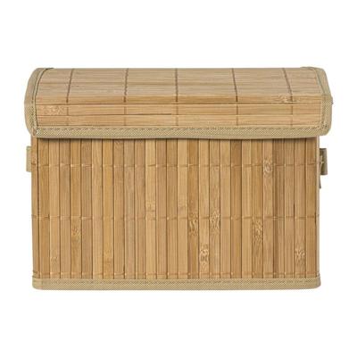 Opbergmand met deksel klein - bamboe - 18x28x17 cm