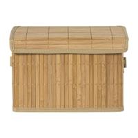 Opbergmand met deksel klein - bamboe - 18x28x17 cm - thumbnail