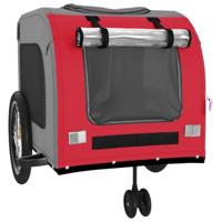 Hondenfietstrailer oxford stof en ijzer rood en grijs - thumbnail