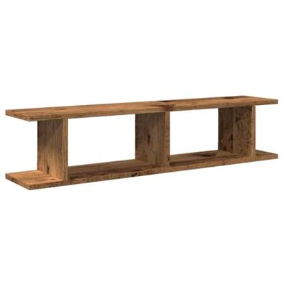 Wandschappen 2 st 90x18x20 cm bewerkt hout oud houtkleurig - thumbnail