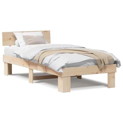 Bedframe met hoofdeinde Bruin 100 x 200 cm Massief grenenhout Bedframe met hoofdeinde Bruin 100 x 200 cm Massief grenenhout