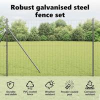 VidaXL Hek met paal grijs 1,6 x 10 m staal en pvc - thumbnail