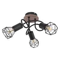 Globo PlafondlampXara I zwart met hout 3-lichts - 54802S-3DH - thumbnail