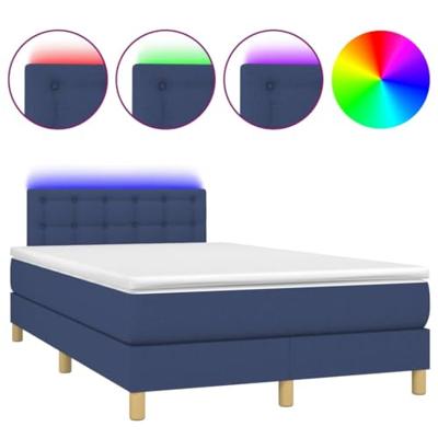 Boxspring met matras en LED stof blauw 120x200 cm