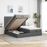 Ottoman bed met matrassen en LED's 160x200cm stof donkergrijs - thumbnail