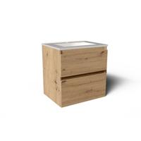 Saniclass Vita Badkamermeubelset - 60x60x46cm -2 lades - greeploos - 1 wasbak - 1 kraangat - overloop - keramiek - rustiek eiken SW804530/SW1413841 - thumbnail