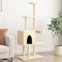 VidaXL Kattenmeubel met sisal krabpalen 145 cm crèmekleurig - thumbnail