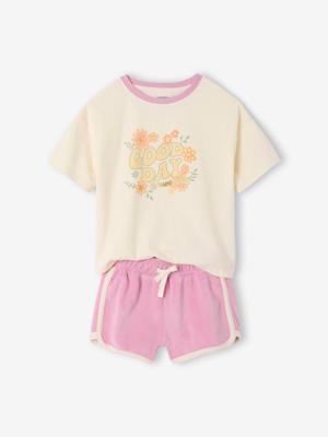 Set met shirt en short van badstof voor meisjes lila Set met shirt en short van badstof voor meisjes lila