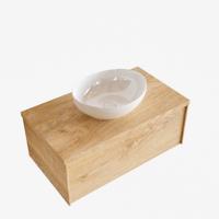 Badkamermeubel BWS Madrid Washed Oak 80 cm met Topblad en Keramische Waskom (0 kraangaten) - thumbnail