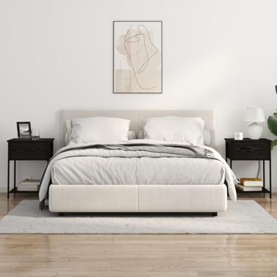 Nachtkastje met lade Zwart eiken 42 x 41 x 56 cm Bewerkt hout