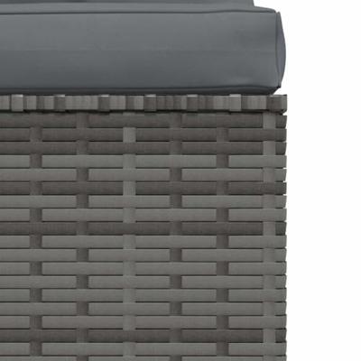 Tuinmiddenbank met kussens poly rattan grijs