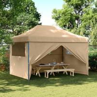 Partytent inklapbaar pop-up met 4 zijwanden beige - thumbnail