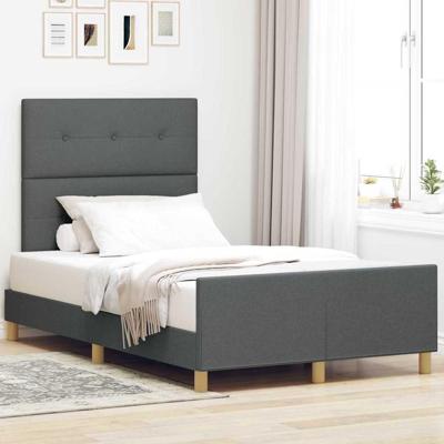 Bedframe met hoofdeinde Donkergrijs 120 x 190 cm Stof