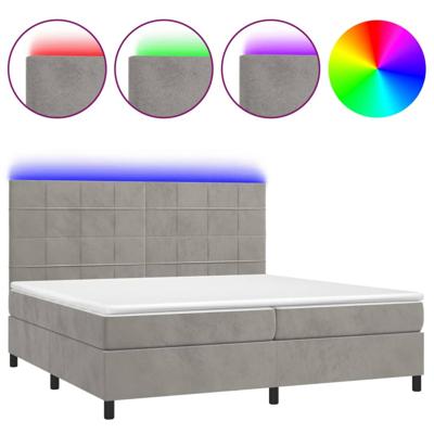 Boxspring met matras en LED fluweel lichtgrijs 200x200 cm