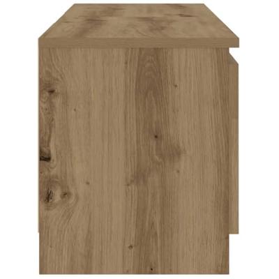 Tv-meubel met LED 120x30x36 cm bewerkt hout artisanaal eiken