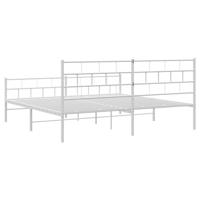 Bedframe met hoofd- en voeteneinde metaal wit 200x200 cm - thumbnail