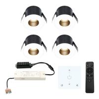 Set van 4 Betty LED Mini Inbouwspots met Trafo en Muurdimmer - 12 Volt 3 Watt 140 lumen - Dimbaar - Plat 37mm - 2700K - IP44 waterdicht - Wit - thumbnail