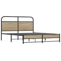 Bedframe zonder matras bewerkt hout gerookt eiken 150x200 cm - thumbnail