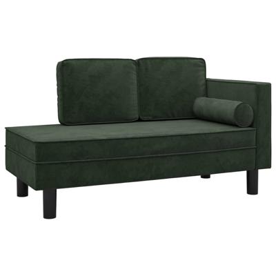 Chaise longue met kussens en bolster fluweel donkergroen