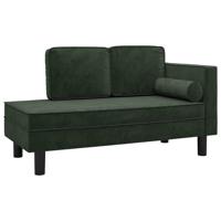 Chaise longue met kussens en bolster fluweel donkergroen - thumbnail
