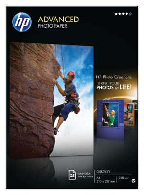 HP Advanced fotopapier ft A4, 250 g, pak van 25 vel, glanzend