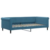 Slaapbank met onderschuifbed 100x200 cm fluweel blauw - thumbnail